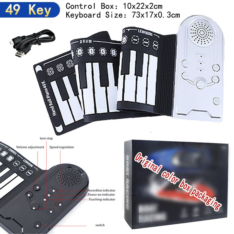 Baby Music Sound Toys Electronic Hand Roll Piano 49 61 88 Key Beginner Keyboard Instruments Kids Learning Toys for Children Boys Musical Girls Music 230629