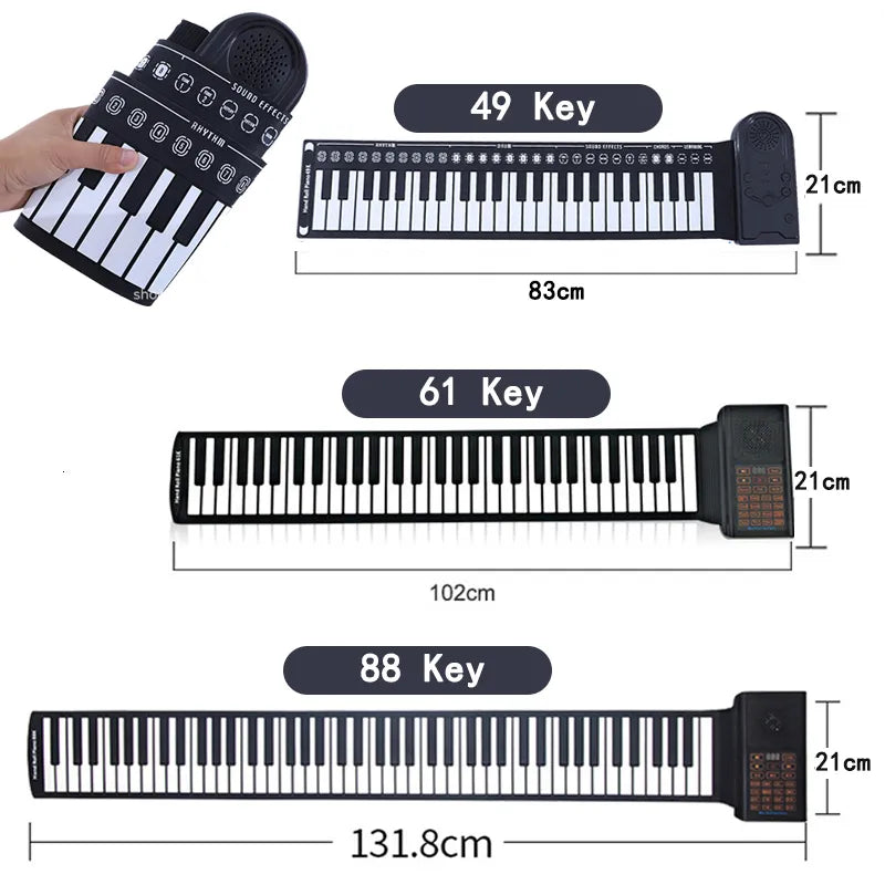 Baby Music Sound Toys Electronic Hand Roll Piano 49 61 88 Key Beginner Keyboard Instruments Kids Learning Toys for Children Boys Musical Girls Music 230629