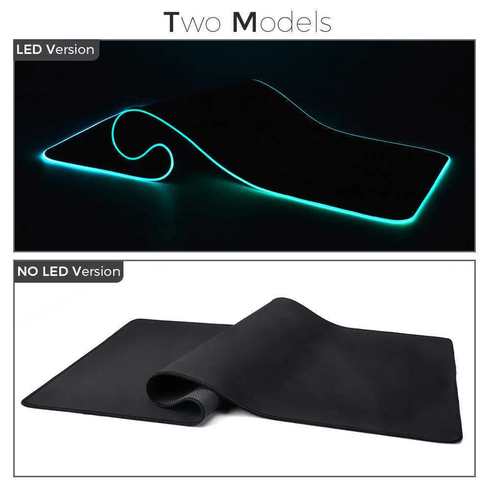 Mouse Pads Wrist Rests LED Light Mousepad RGB Keyboard Cover Desk-Mat Colorful Surface Mouse Pad Waterproof Multi-Size World Computer Gamer CS Dota W221011