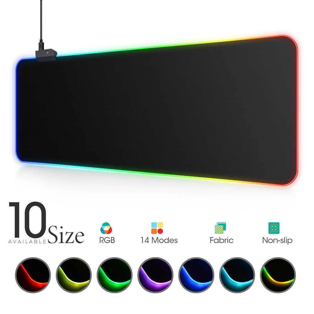 Mouse Pads Wrist Rests LED Light Mousepad RGB Keyboard Cover Desk-Mat Colorful Surface Mouse Pad Waterproof Multi-Size World Computer Gamer CS Dota W221011