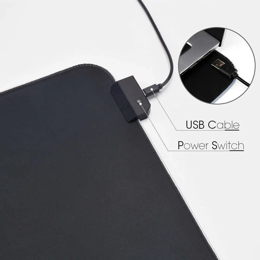 Mouse Pads Wrist Rests LED Light Mousepad RGB Keyboard Cover Desk-Mat Colorful Surface Mouse Pad Waterproof Multi-Size World Computer Gamer CS Dota W221011